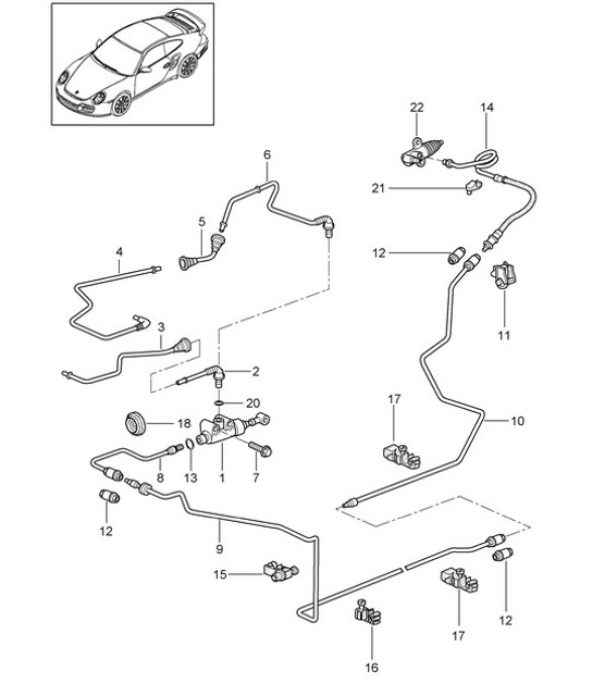 Diagram 702-005 Porsche 996 (911) (1997-2005) Hand Lever System, Pedal Cluster 
