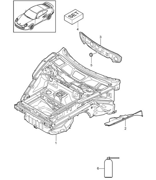 Diagram 801-005 Porsche 997 (911) MK2 2009-2012 Body