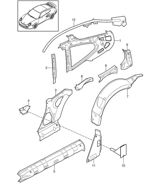Diagram 801-050 Porsche Boxster 986/987/981 (1997-2016) Body