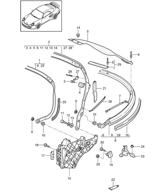 Diagram 811-010 Porsche 997 MKII GT2 RS 2011-13 Body