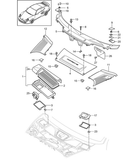 Diagram 813-020 Porsche 957 Cayenne S / GTS 4.8L 2007-10 Carrocería