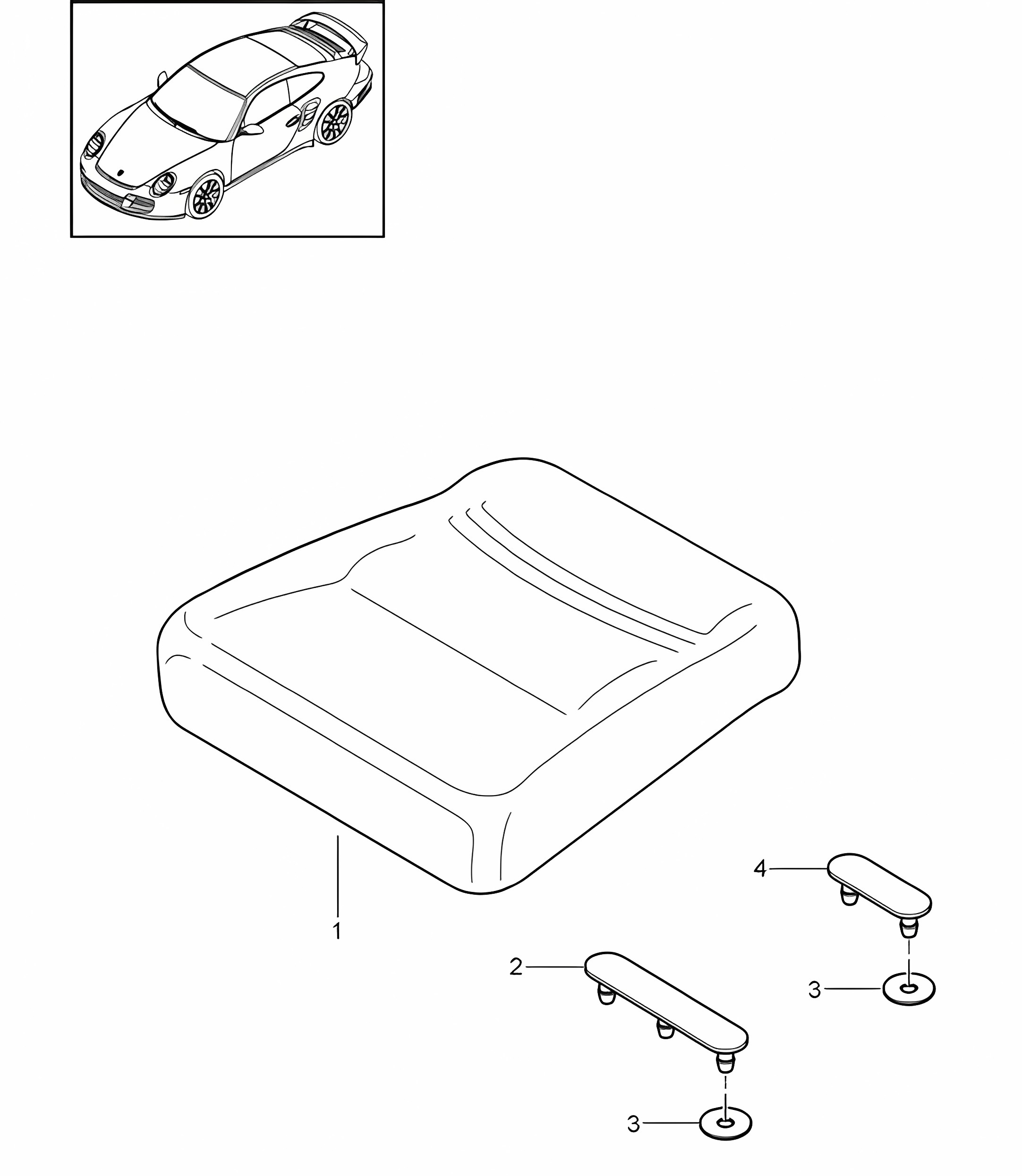 Back seat cushion - COUPE - 997.2 Turbo / GT2 RS 2010-13