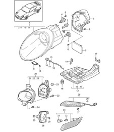 Fari / Faro aggiuntivo / Indicatore di direzione / Luce side-marker / Ripetitore di direzione - PR:601 - 997.2 Turbo / GT2 RS 2010-13