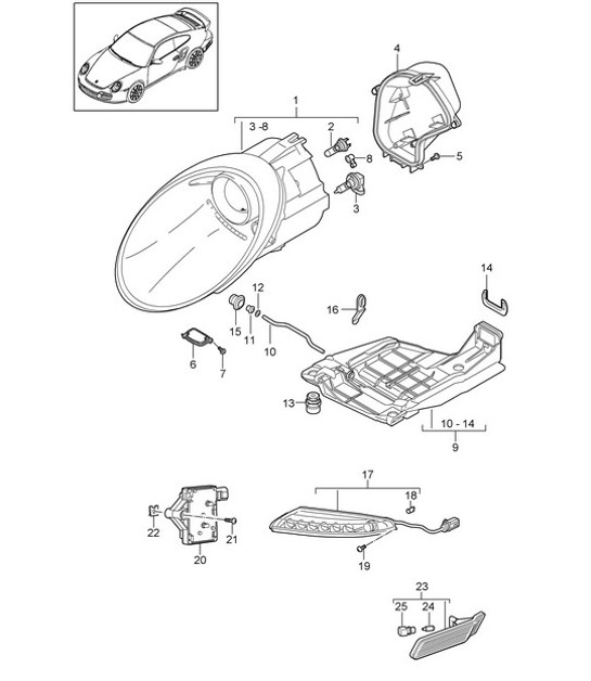 Diagram 905-002 Porsche Cayman GT4 3.8L 2015-16 Electrical equipment