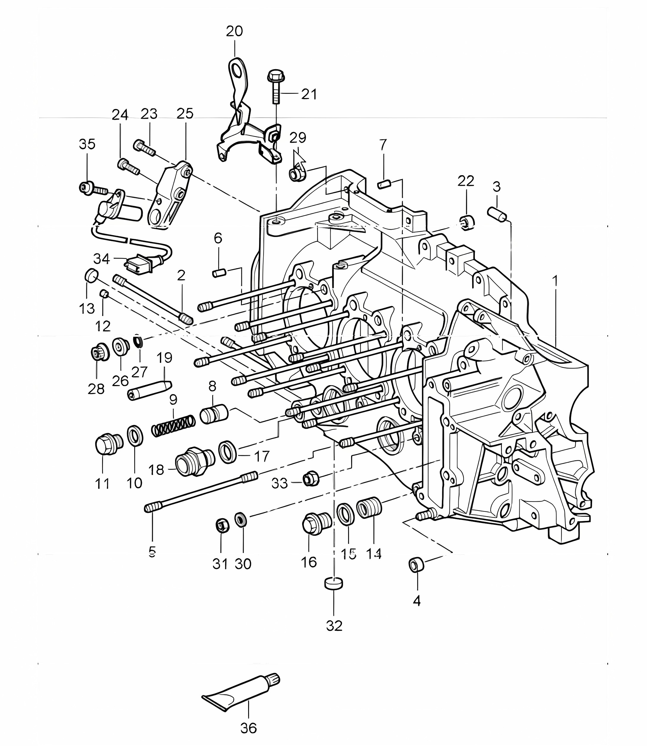 crankcase left for 997.1 TURBO/GT2 M97.70 2007-09 and 997.1 GT2 RS M97.70 2011
