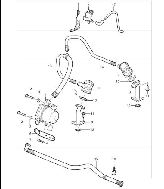 Diagram 108-05 Porsche 955 Cayenne 3.2L V6 2003-06 Engine