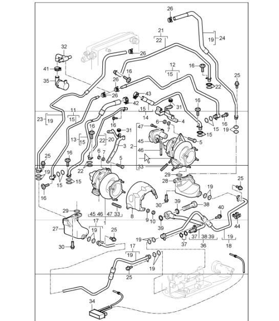 Diagram 202-05 Porsche 993 (911) C4 1994-97 Fuel System, Exhaust System