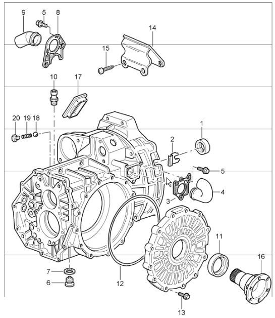 Diagram 302-01 Porsche Boxster 986/987/981 (1997-2016) Transmission