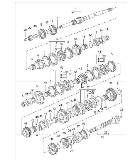 Diagram 303-11 Porsche Boxster 986/987/981 (1997-2016) Transmission