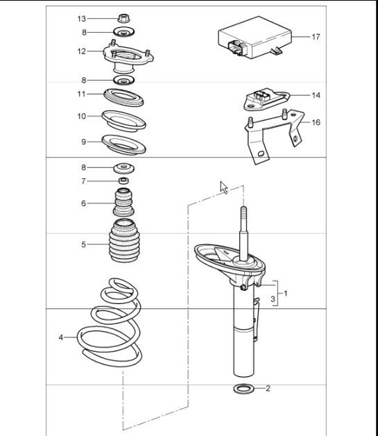 puntone ammortizzatore sospensione 997.1 TURBO 2007-09