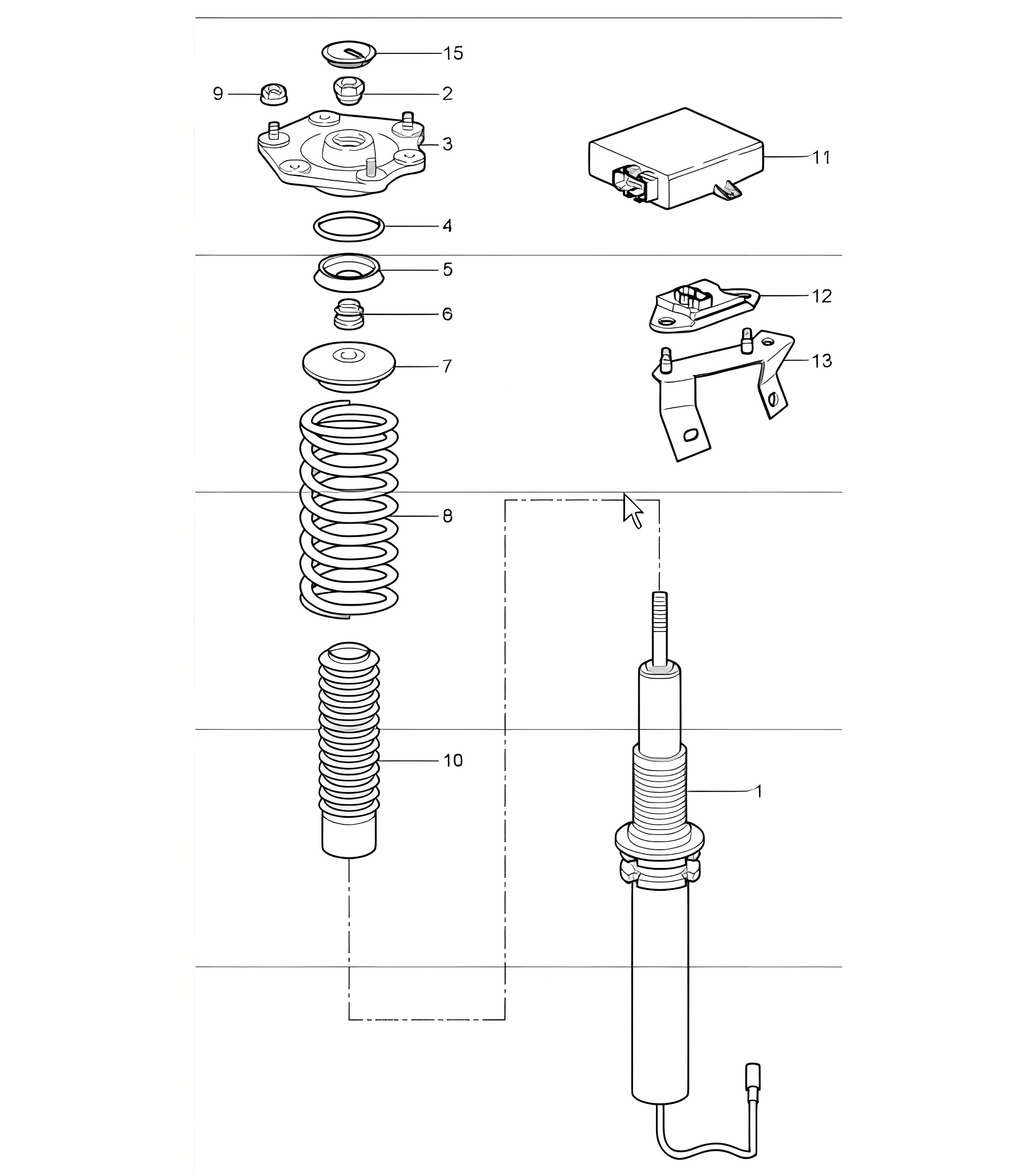 suspension shock absorber strut for 997.1 GT2 2007-09