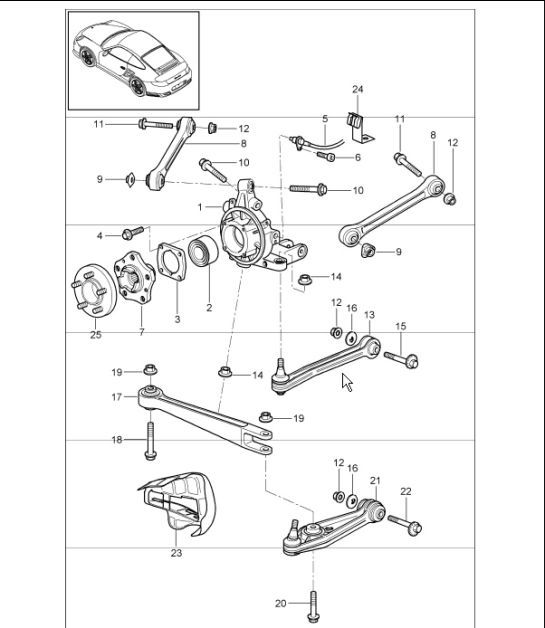 Diagram 501-00 Porsche Macan (95B) MK1 (2014-2018) Asse posteriore