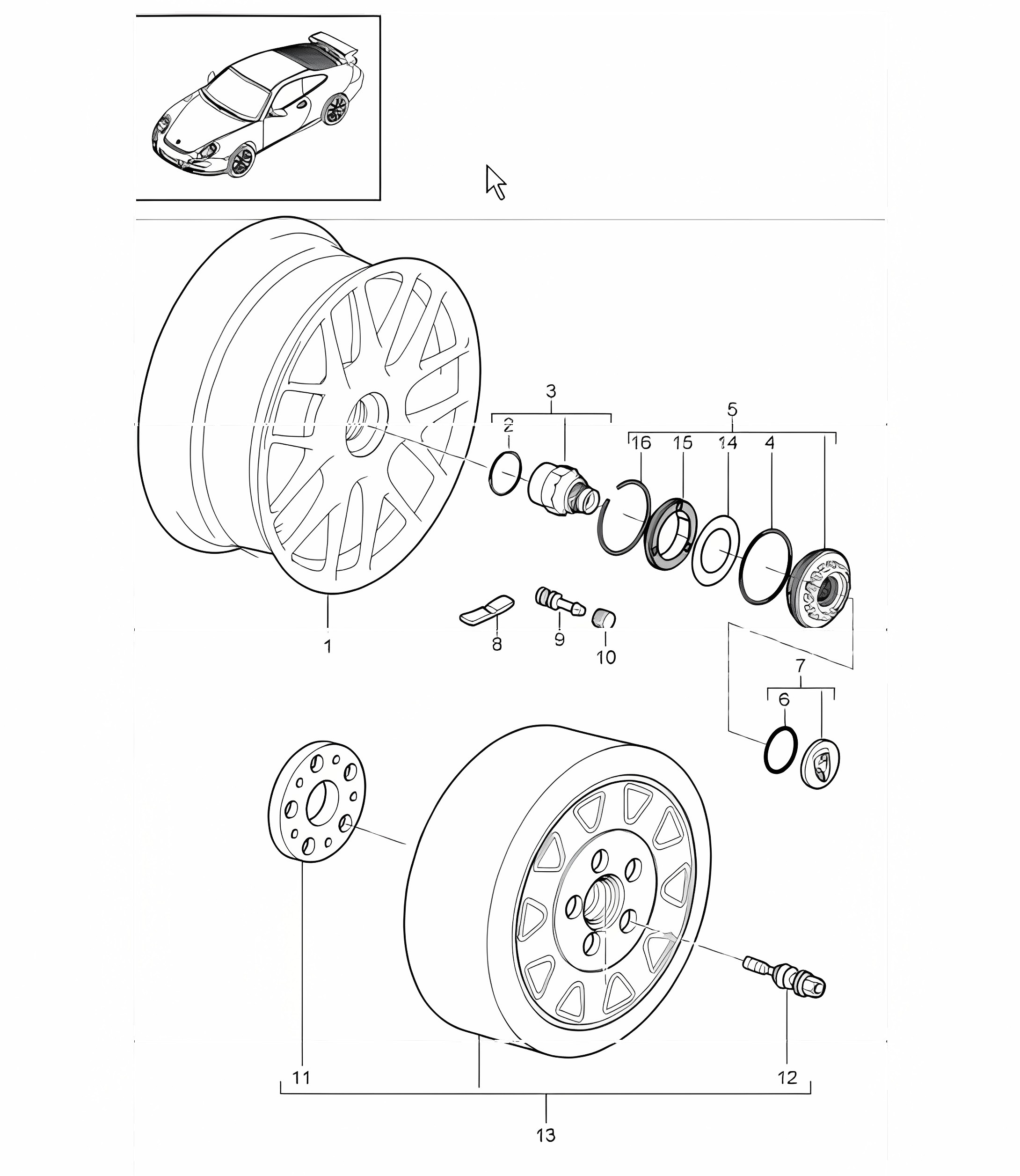 central locking for 997.1 TURBO I422 (Turbo wheel, 19