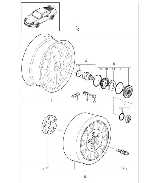 Diagram 601-01 Porsche 993 (911) C4S 1994-97 Ruedas, Frenos