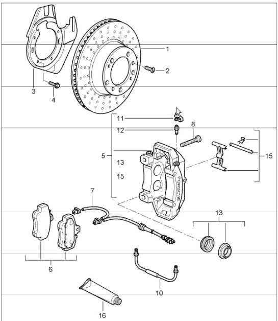 Diagram 602-01 Porsche Cayman 987C / 981C (2005-2016) Wheels, Brakes