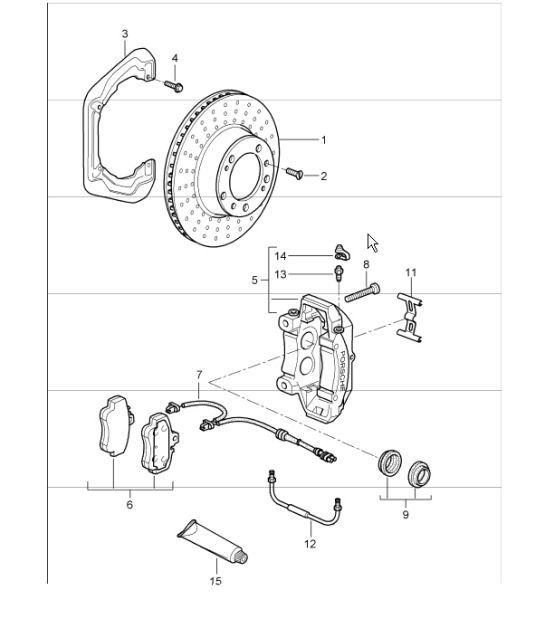 Diagram 603-01 Porsche 997 (911) MK2 2009-2012 Wheels, Brakes
