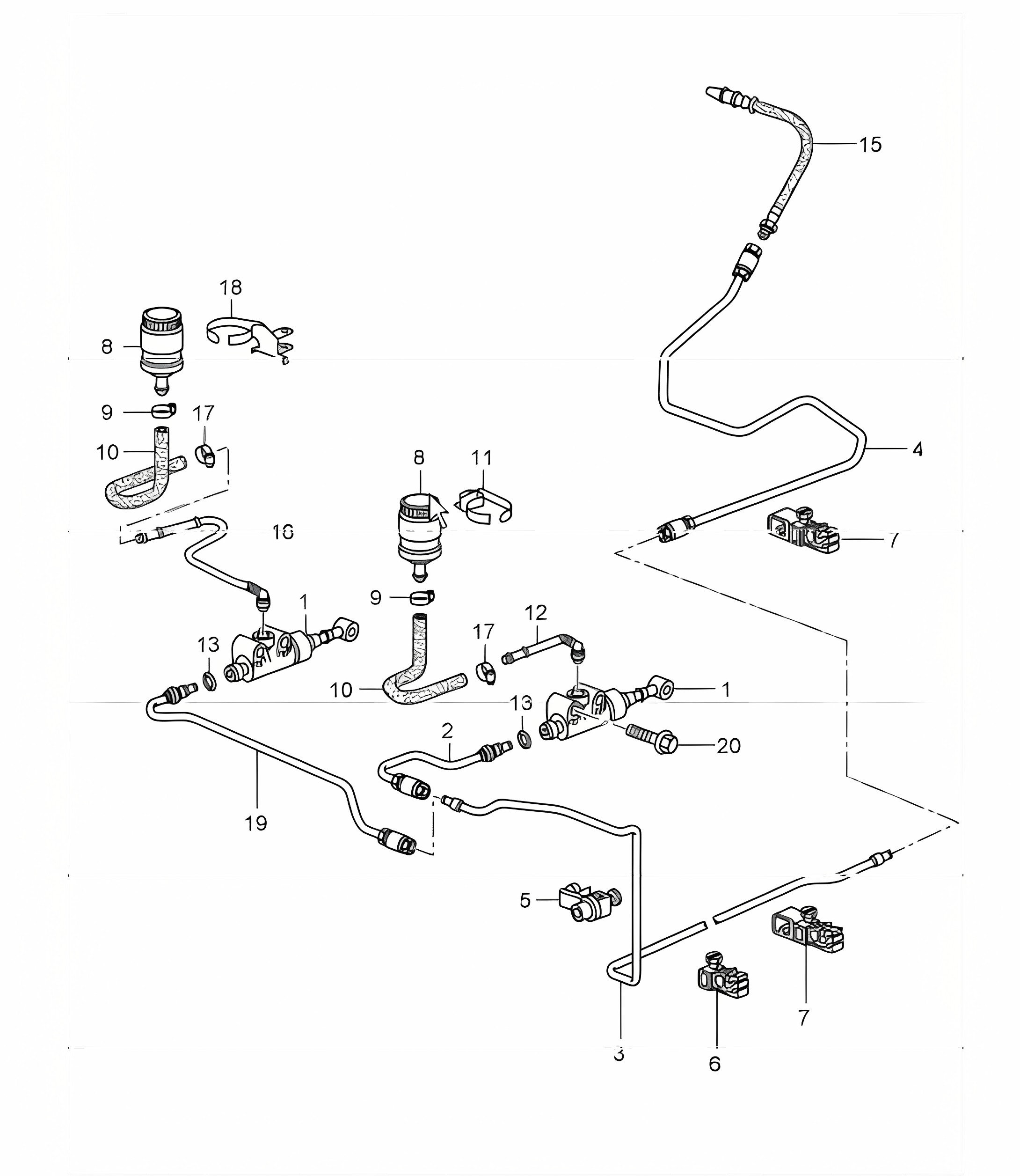 clutch actuation, clutch master cylinder and clutch pipeline for 997.1 TURBO 2007-09