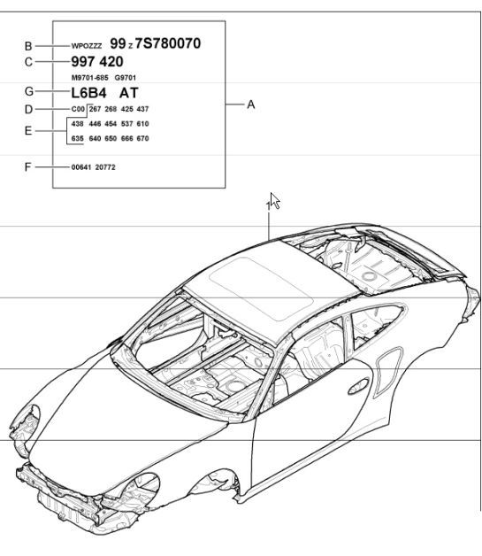 Diagram 801-00 Porsche Boxster 986/987/981 (1997-2016) Body