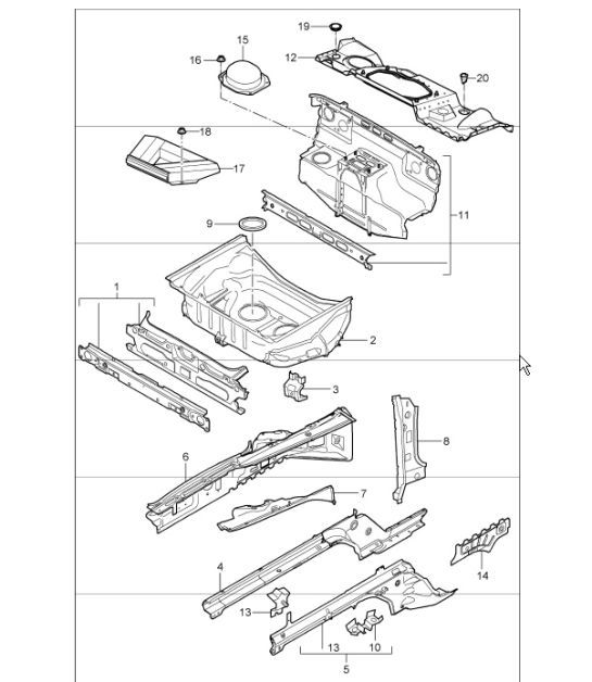 Diagram 801-10 Porsche Boxster 986/987/981 (1997-2016) Body