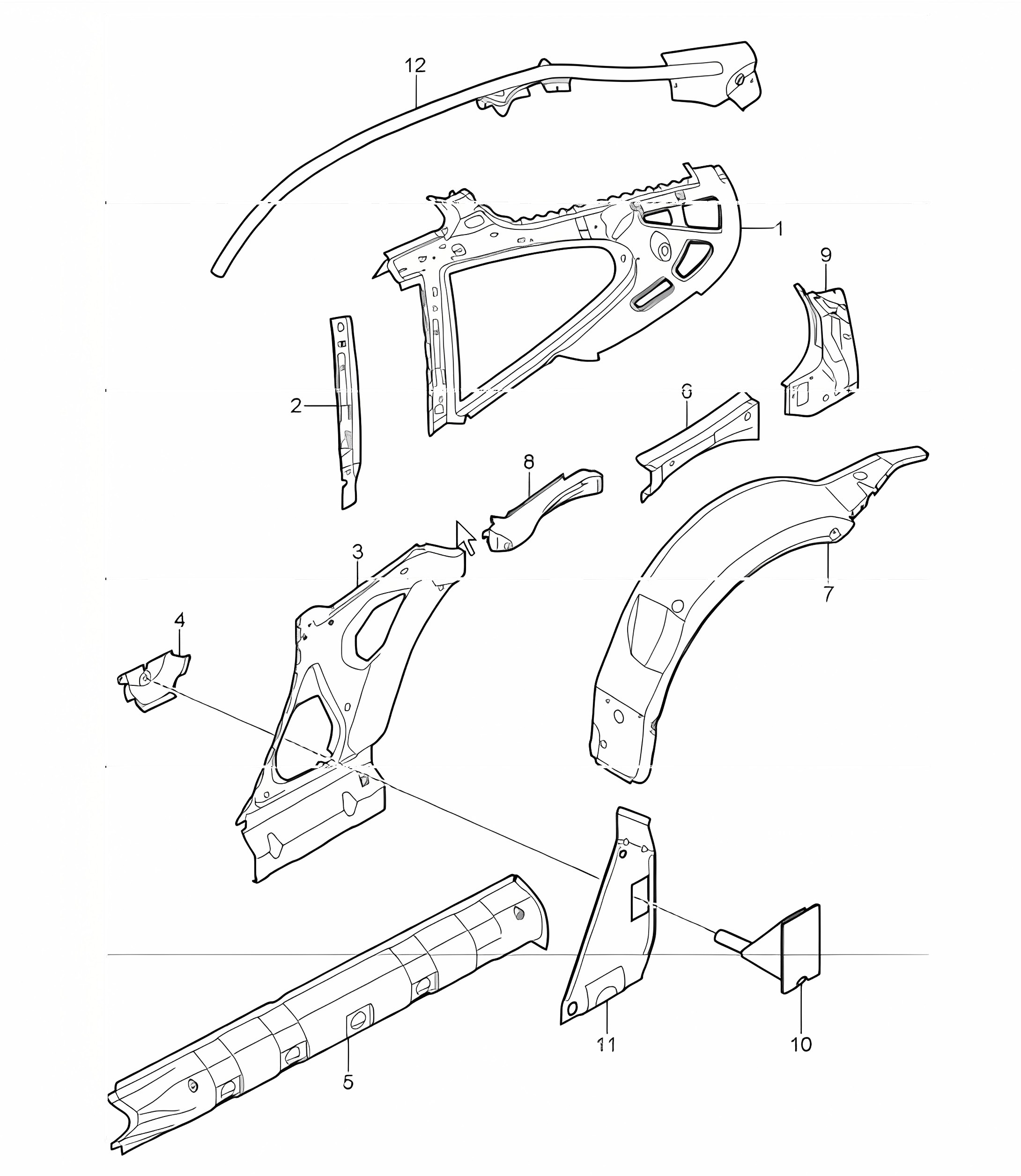 side section inner 997.1 TURBO 2007-09