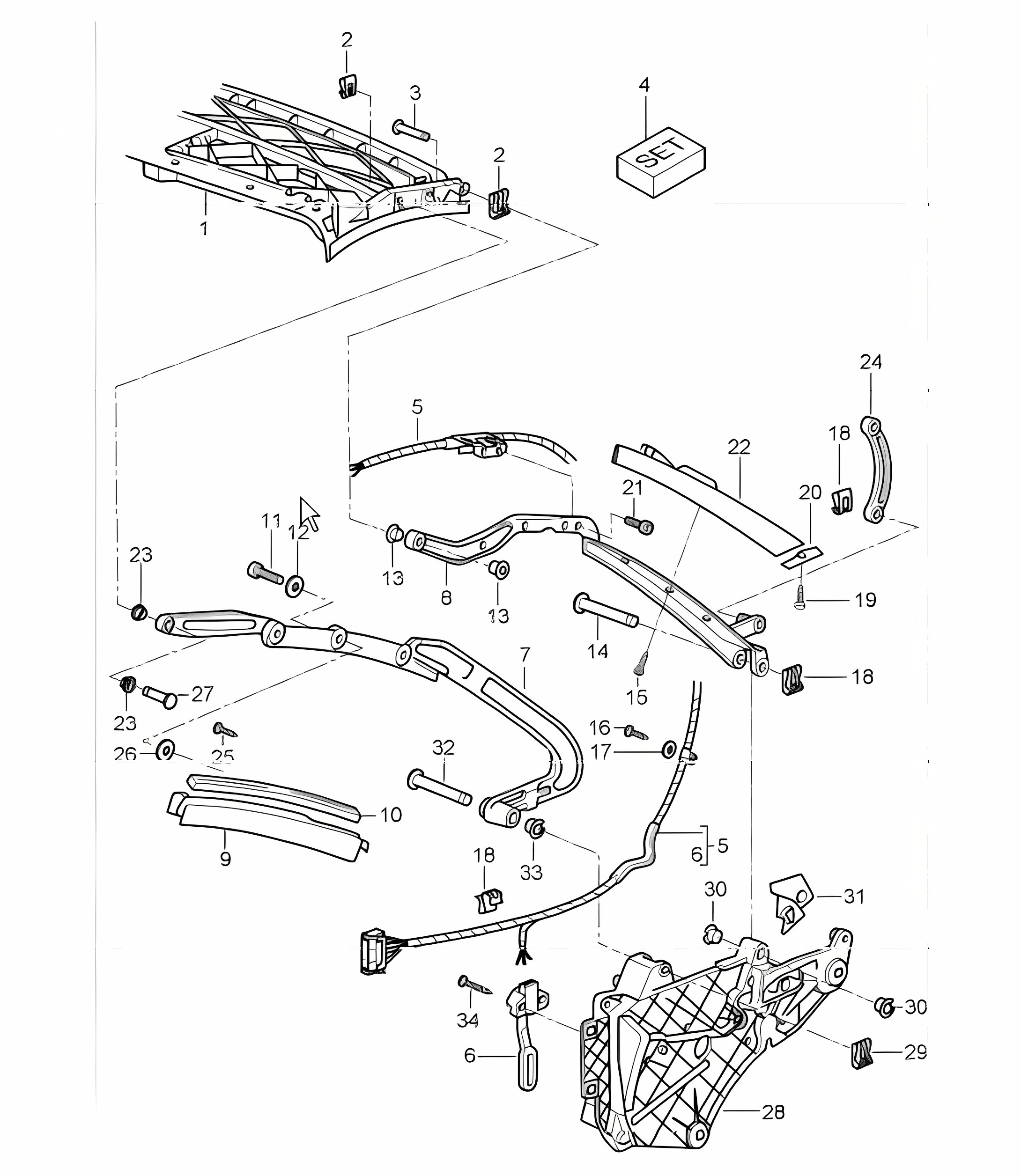 convertible top frame and single parts for 997.1 TURBO 2007-09
