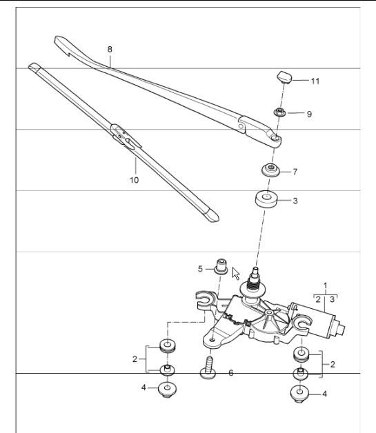 rear window wiper (I425) for 997.1 TURBO 2007-09