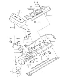 Valve cover / Engine cover- M48.00 / M48.50 - 955 Cayenne 2003-06