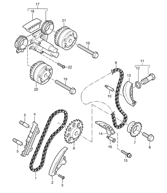 Diagram 103-16 Porsche 955 Cayenne 3.2L V6 2003-06 Engine