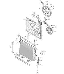 Waterkoeling 3 / radiateur - IT90/T91 IT31 - 955 Cayenne 2003-06