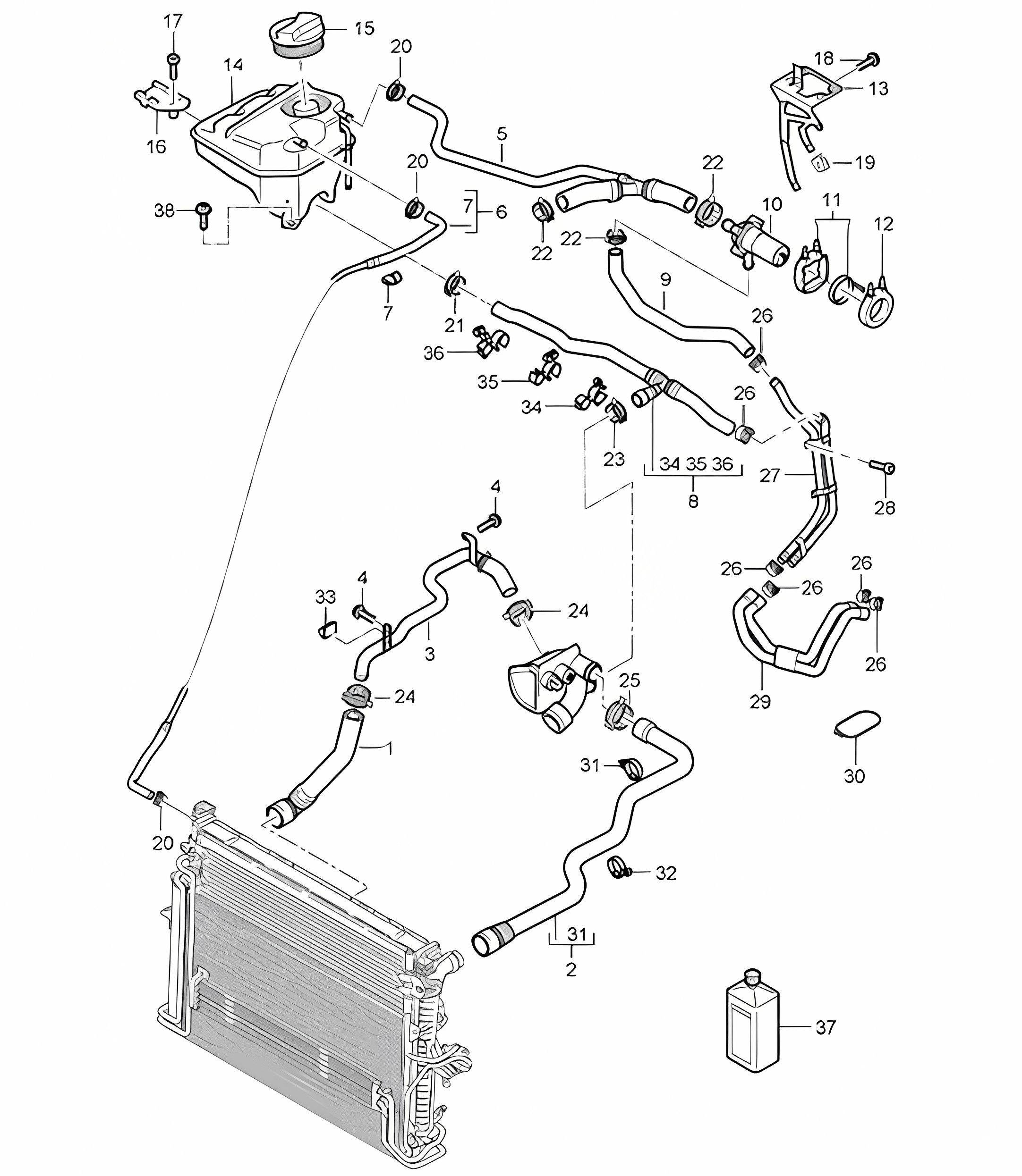 Water cooling 4 / Water reservoir with auxiliary heater - ID9J I7VE / I7VL - 955 Cayenne 2004>>