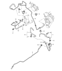 Exhaust gas turbocharger / Control line / Pressure line - M48.50 - 955 Cayenne 2003-06