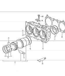 cylinder with piston 996 GT3-1 M96.76 2000-01 and 996 GT3-1/GT3 RS M96.79 2004-05