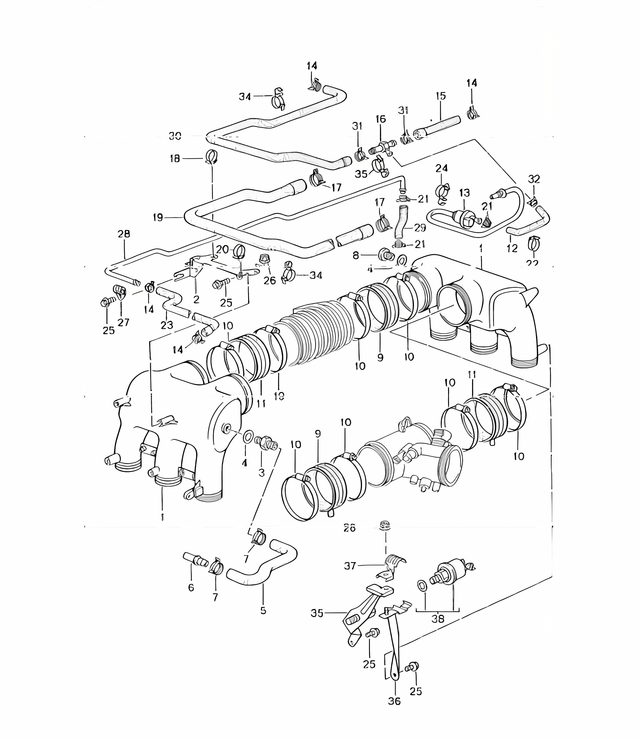 intake distributor 996 GT3-1 M96.76 2000-01 and 996 GT3-1/GT3 RS M96.79 2004-05