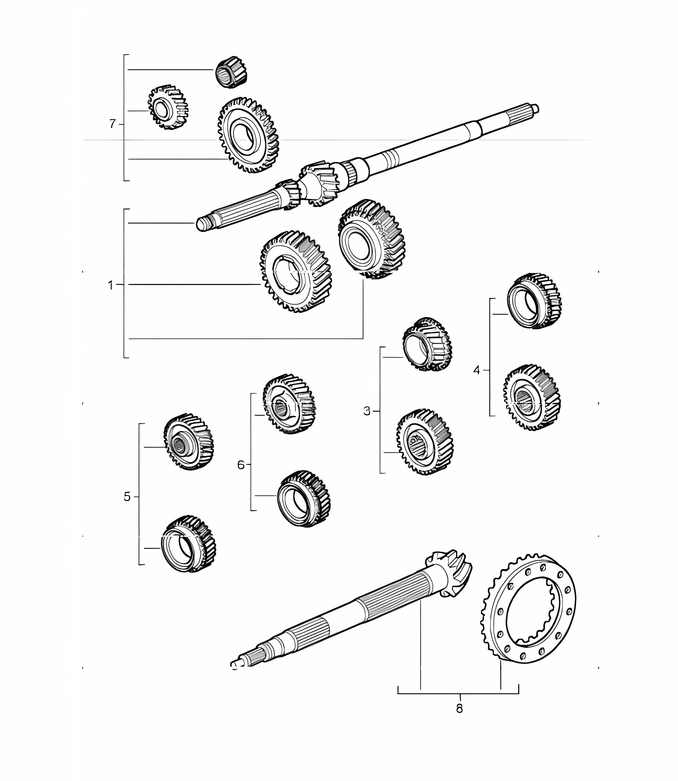 gear wheel sets  for 996 GT3-1 G96.90 2000-01, 996 GT3-1 G96.93 2001 and 996 GT3-1 G96.96 2004-05