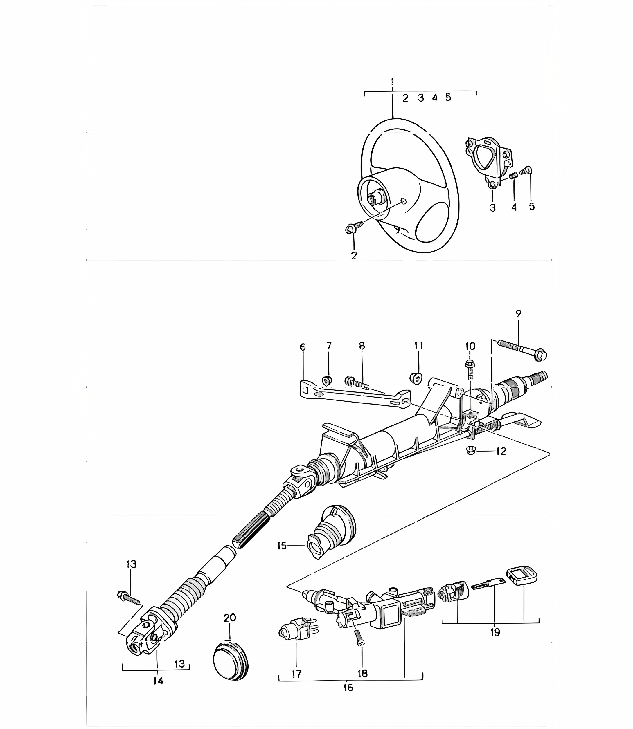 steering outer tube, steering shaft, steering wheels 996 GT3-1 1999-05