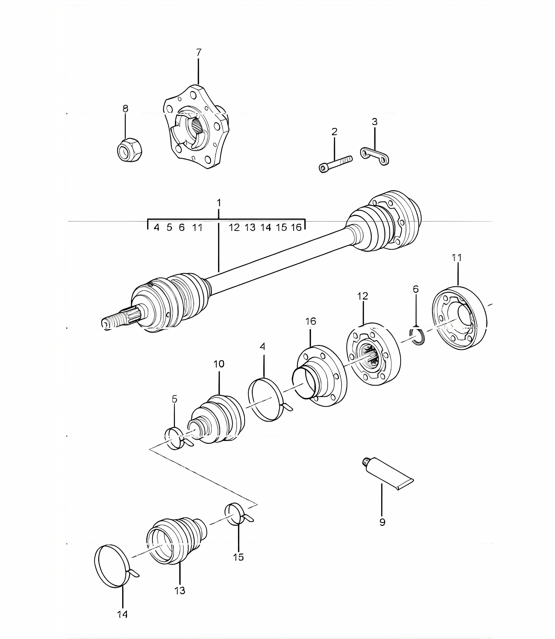 drive shaft, wheel hub 996 GT3-1 1999-05