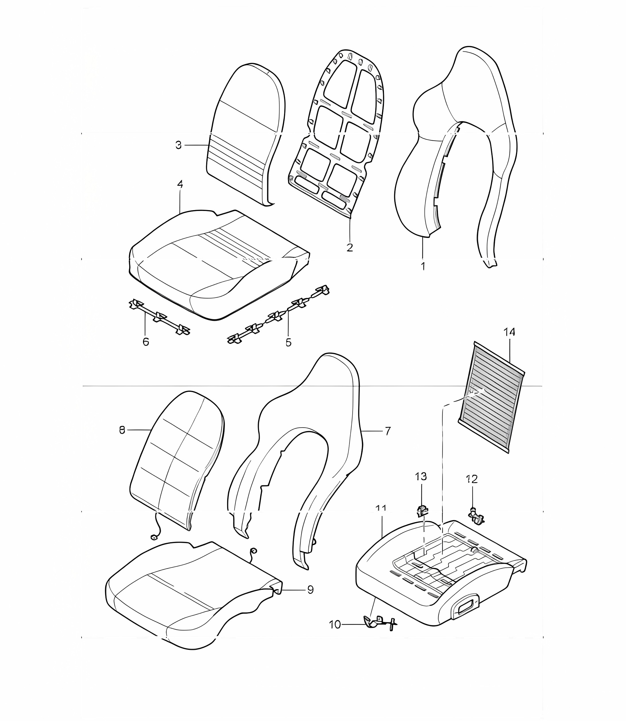 cover, foam part, sports seat 996 GT3-1 1999-05