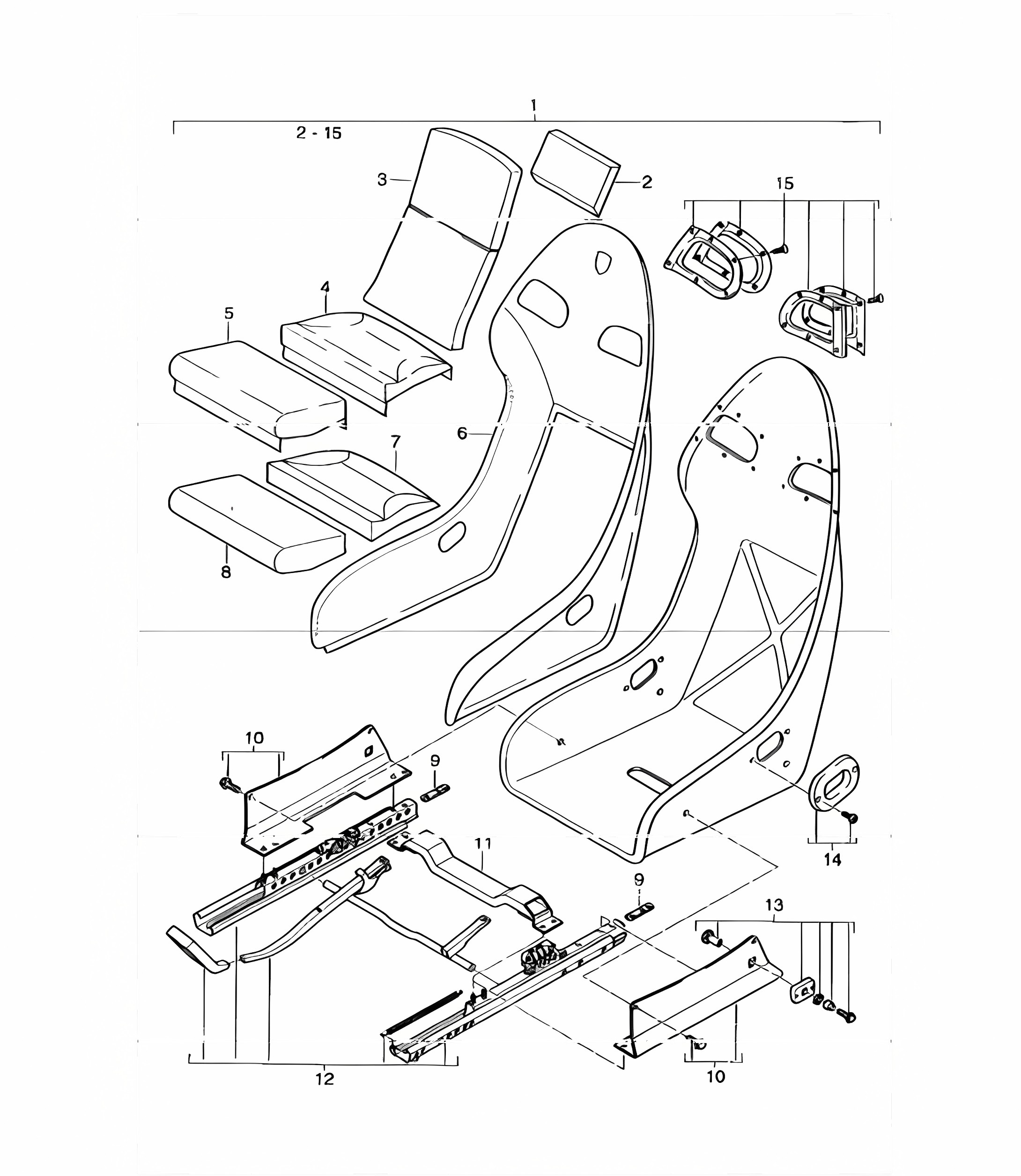 bucket, seat cover, perlon velour 996 GT3-1 1999-05