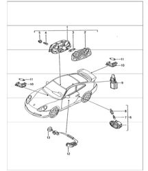 interior lights: luggage compartment lamp, engine compartment lamp, glove compartment light, combined lights, door opener for 996 GT3-1 1999-05