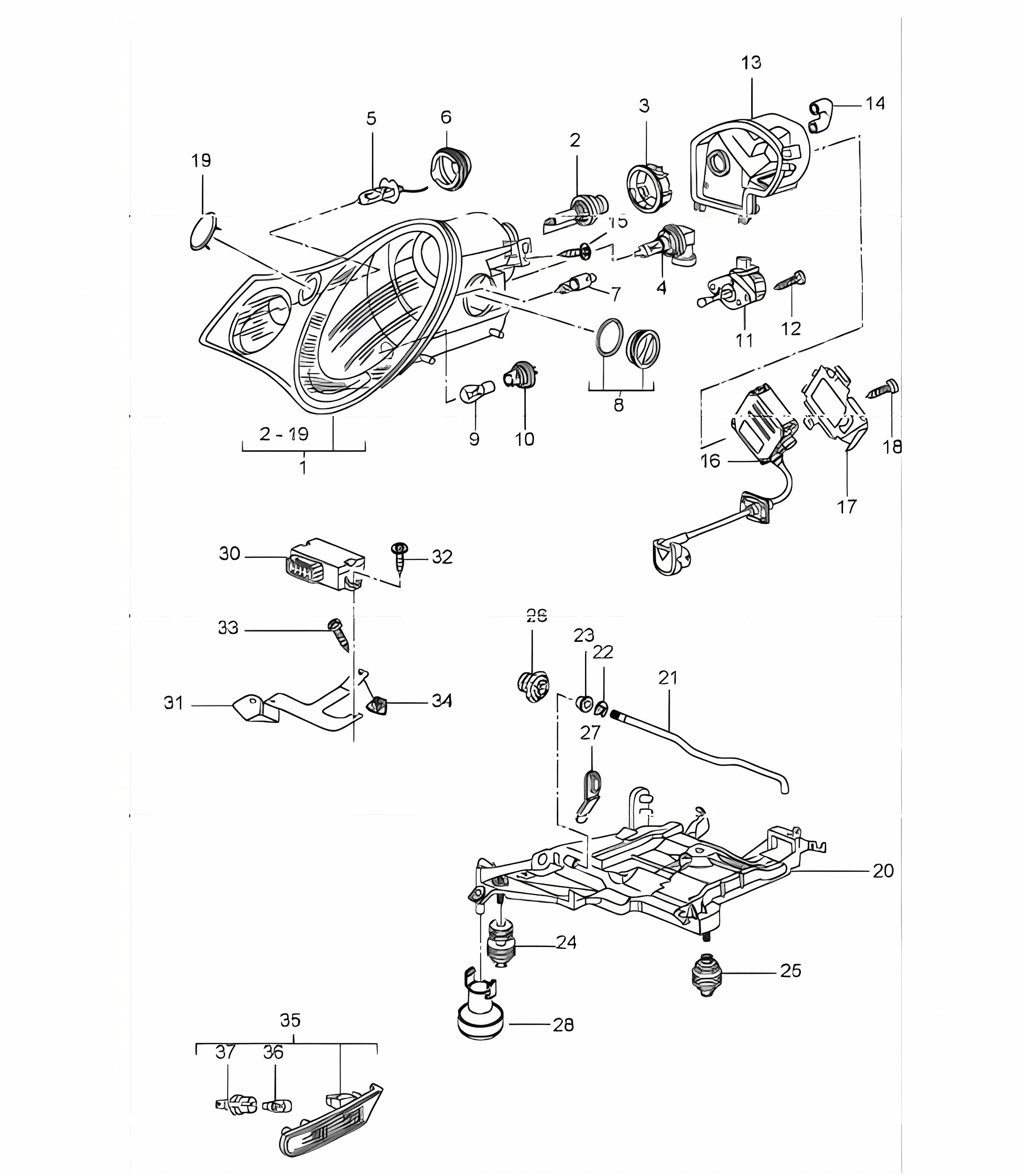 headlamp, direction indicator light 996 GT3-1 M601 2003 ONWARDS