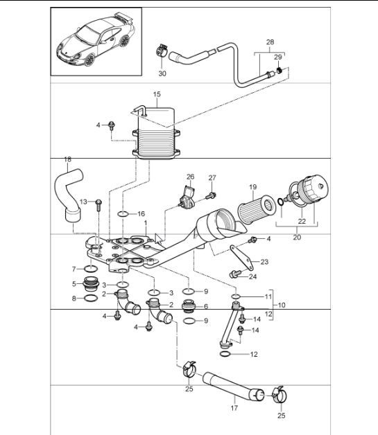 Diagram 104-11 Porsche 997 (911) MK1 2005-2008 Engine