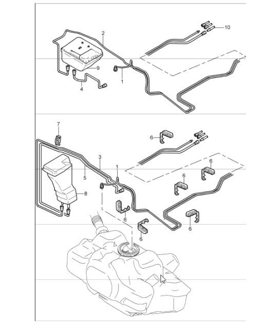 Diagram 201-06 Porsche Cayman 718C (982C) 2017>> Fuel System, Exhaust System