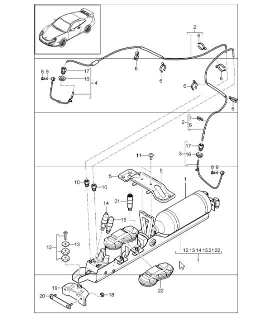 Level adjustment front axle 997 GT3 I474 (Front-axle lift function) 2010 ONWARDS