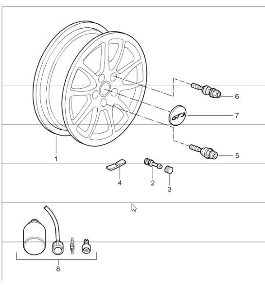 Diagram 601-00 Porsche 964 (911) C2 1989-93 Ruote, freni