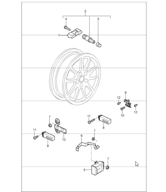 Diagram 601-05 Porsche 911 & 912 (1965-1989) Wheels, Brakes