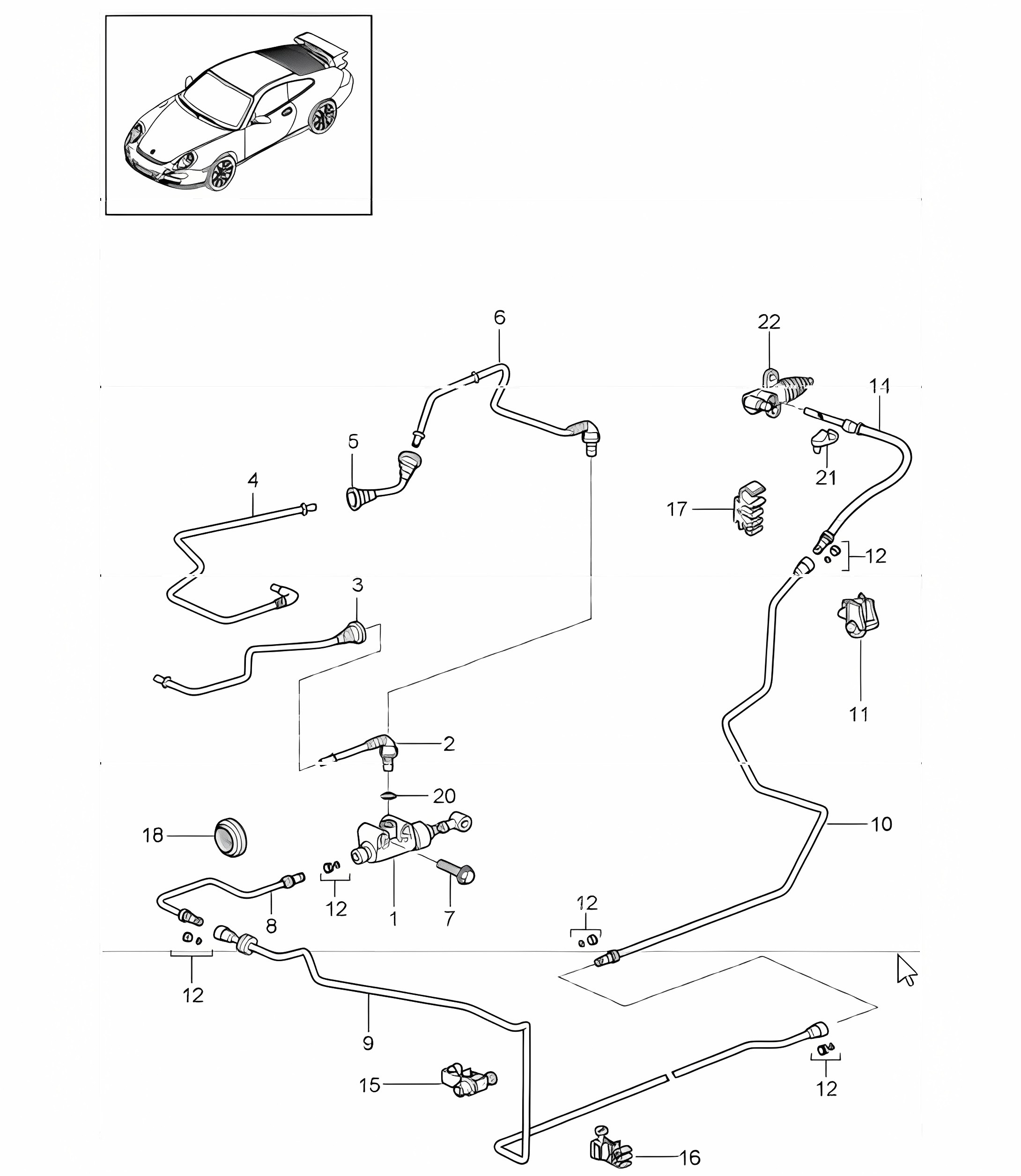 clutch actuation, clutch master cylinder and clutch pipeline 997 GT3 2007-09