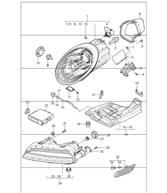 Diagram 905-02 Porsche 991 (911) MK1 2012-2016 Electrical equipment