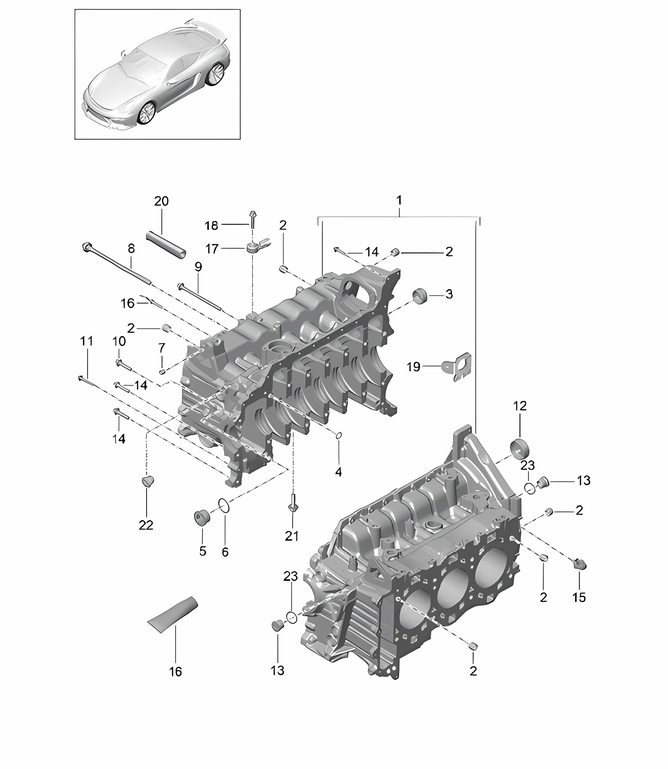 Crankcase housing 981C Cayman GT4 2016