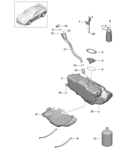 Diagram 201-000 Porsche 964 (911) (1989-1994) Brandstofsysteem, uitlaatsysteem