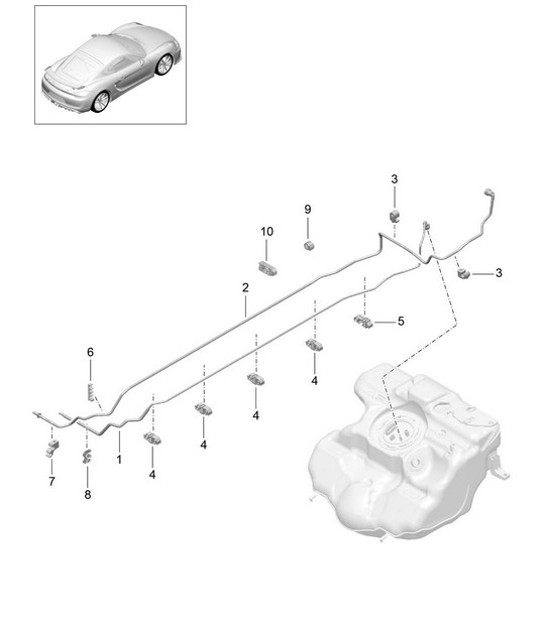 Diagram 201-005 Porsche Cayman 987C / 981C (2005-2016) Fuel System, Exhaust System